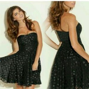 Guess Black Strapless A-line Cocktail Dress